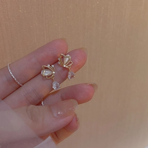 Butterfly Drop Earrings With 925 Sterling Silver Post Gold Plated Copper Cat Eye Stone Zirconia Jewelry For Women