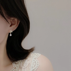 Elegant s925 silver butterfly earrings with opal and water drop zircon stones for women