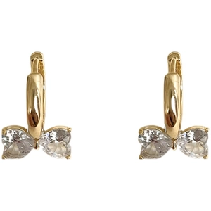 Elegante goldene Schleifenohrringe mit herzförmigen Zirkonia Kristallen im Creolen Design