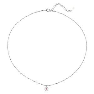 Collier chaîne à billes en argent avec pendentif étoile en zircon rose et design épuré