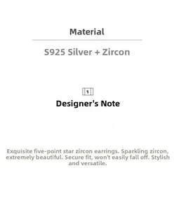 Detaillierte Spezifikationen für S925 Silber Stern Ohrringe mit Zirkonia-Besatz