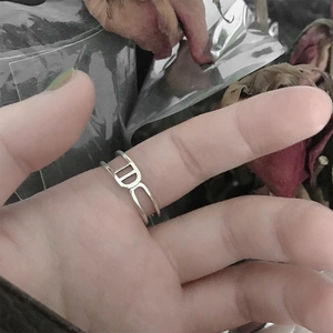 Elegant adjustable silver double-layer ring featuring a cutout CD star moon design