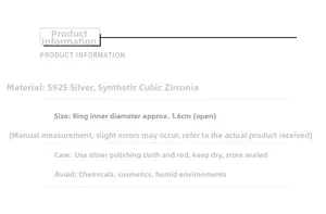 Specifications of S925 silver bow ring with synthetic zirconia and maintenance guide