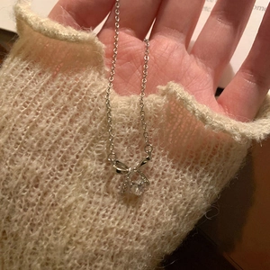 Elegant zircon butterfly pendant necklace for women in silver with dainty link chain