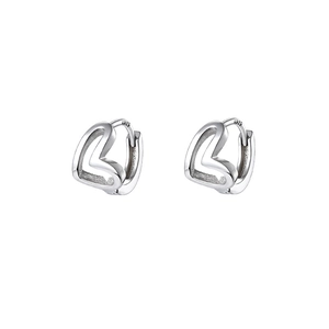Elegant hollow double heart hoop earrings in S925 sterling silver for women