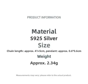 Spécifications détaillées de taille et matériau du collier H en argent sterling S925