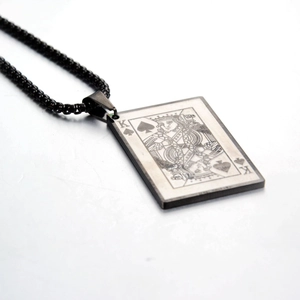 Hip hop titanium steel King of Spades pendant necklace with black chain for men and women