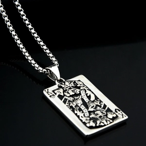 Hip hop vintage stainless steel King of Hearts playing card pendant necklace for men