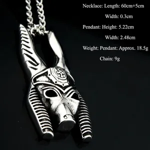 Hip hop style Anubis wolf head pendant necklace in retro stainless steel for men