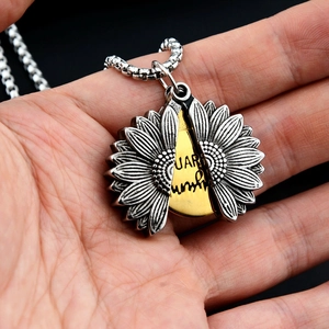 Collier tournesol hip hop avec gravure You Are My Sunshine pour hommes et femmes