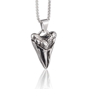 Collana con Pendente a Dente di Squalo in Acciaio Inossidabile Hip Hop per Uomo Donna Gioielli Retrò Punk Catena Box Argento Oro