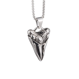 Collana hip hop con pendente a dente di squalo in acciaio al titanio vintage per uomo e donna