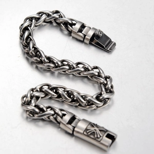 Bracelet rétro en acier inoxydable pour homme avec maille épi au style industriel