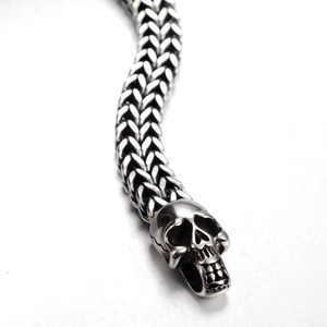 Bracelet punk homme en acier inoxydable à chaîne épi avec pendentif tête de mort