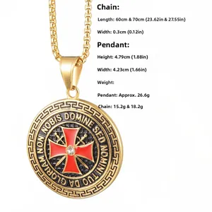 Tableau des tailles pour collier pendentif croix hip-hop avec dimensions et poids