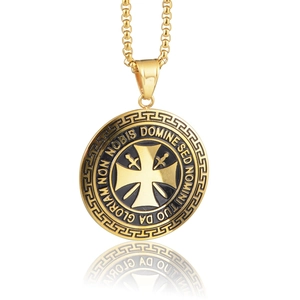 Collar Con Colgante De Medalla De Caballero Vintage De Acero Inoxidable Inscripción En Latín Joyería Hip Hop Hombre Mujer