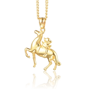 Collier Pendentif Cheval en Acier au Titane Hip Hop Bijoux Unisexe Or Argent Collier Animal Métallique Bijoux