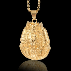 Goldene Anubis Ägyptische Anhänger Halskette mit Allsehendem Auge Symbol und Gliederkette