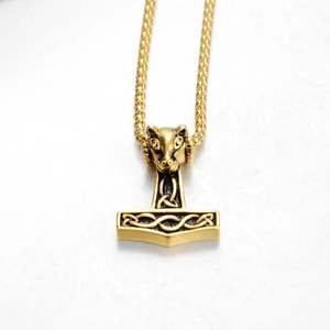 Viking Thor Hammer Pendant Necklace Titanium Steel Goat Head Celtic Knot Mjolnir Hip Hop Retro Jewelry For Men Women Gift