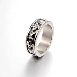 Punk Gothic Stainless Steel Nail Ghost Ring For Men Women Vintage Skull Rivet Embossed Rotating Decompression Band Ring Jewelry