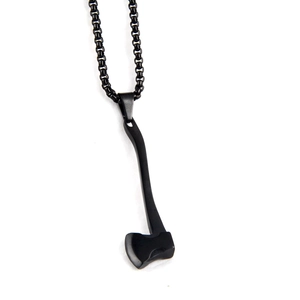 Collier hip hop avec pendentif hache noir mat et chaîne à maillons robuste pour hommes et femmes