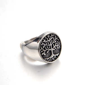 Vintage Stainless Steel Tree Of Life Signet Ring Nordic Viking Punk Hip Hop Yggdrasil Jewelry For Men Women Daily Gift