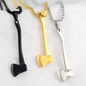 Collier Pendentif Hache Hip Hop en Acier Inoxydable Titane Style Punk Pour Hommes Femmes Accessoire Streetwear Bijoux Cadeau