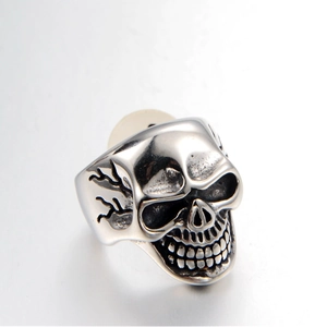 Vintage Punk Stainless Steel Skull Ring For Men Women Gothic Rock Style Oxidized Silver Finish Biker Jewelry Finger Ring