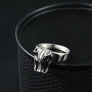 Retro dragon demon skull relief ring in vintage silver stainless steel gothic punk style