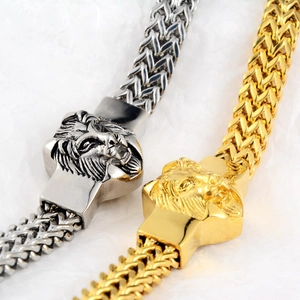 Hip-Hop Löwenkopf Franco-Kettenarmband in Silber- und Goldtönen für modische Herren