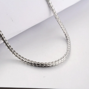 Poliertes Silber Punk Weizenkette Halskette aus Edelstahl für Damen und Herren Schmuck