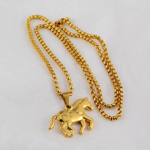 Gouden paard hanger aan box ketting minimalistische halsketting voor dames en heren