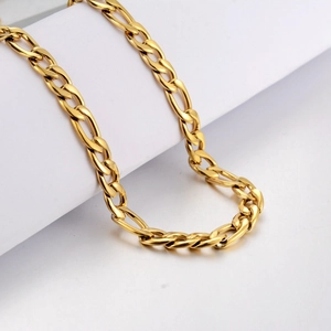 Klassische goldene Edelstahl Figaro Halskette für Damen und Herren im Punk-Stil