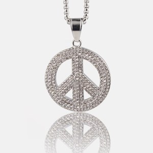 Collana Con Pendente Simbolo Della Pace Hip Hop Alla Moda Con Catena In Acciaio Al Titanio E Strass Per Uomo Donna Gioielli Punk