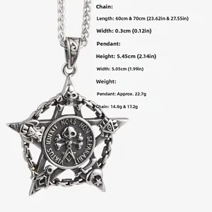 Tableau des tailles pour le pendentif tête de mort et pentagramme en acier titane