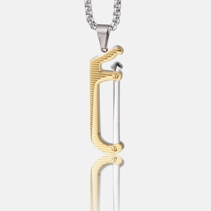 Kreative Säge Anhänger Halskette Hip Hop Titanstahl Strass Schmuck Für Herren Damen Gold Silber Schwarz Punk Box Kette