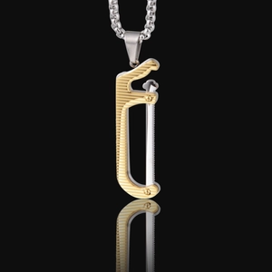 Halskette mit Anhänger in Form einer Säge aus Titanstahl in Gold und Silber für Damen und Herren
