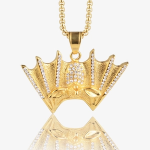 Collier Pendentif Chauve-Souris Vampire Gothique Hip Hop Acier Inoxydable Plaqué Or Strass Bijoux Hommes Femmes Halloween