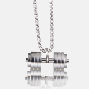 Hip Hop Titanium Steel Dumbbell Pendant Necklace For Men Women Fitness Sporty Jewelry Workout Gym Accessory Boyfriend Gift