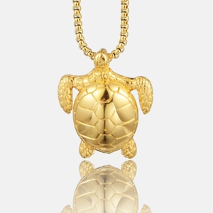 Stainless Steel Sea Turtle Pendant Necklace Hip Hop Style Highly Polished Animal Jewelry For Men Women Daily Accessory