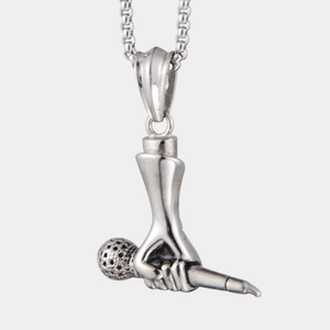 Collier avec pendentif microphone hip-hop en acier inoxydable argenté pour homme et femme