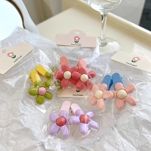 Colorful floral resin hair clips for girls featuring cute matte macaron petal designs