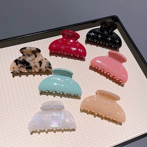 French Acetate Star Hair Claw Clip Elegant Medium Semi Circle Hairpin Rhinestone Hair Accessories For Women Ponytail