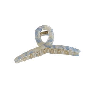 Blue and white marble acetate hair claw clip with gold spring for elegant updos