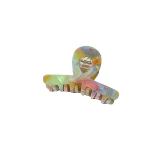 Medium colorful acetate shark hair claw clip with vibrant multi-color swirl pattern