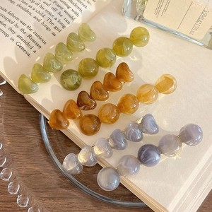 Vintage Marble Texture Resin Hair Clips Sweet Heart Round Bead Duckbill Clips Elegant Side Hair Accessories For Women Jewelry