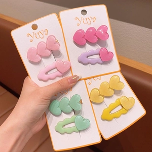 Fermagli per Capelli Cuore Colori Caramella per Bambini Acrilico Glitter Clip Laterali per Ragazzine Motivo a Cuore Accessori Capelli Rosa Giallo