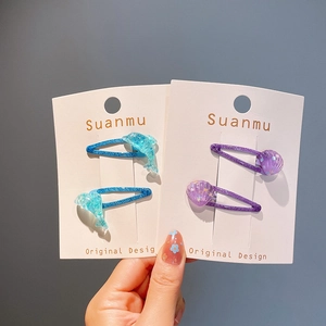 Barrettes à cheveux pailletées style sirène pour filles avec dauphins et coquillages