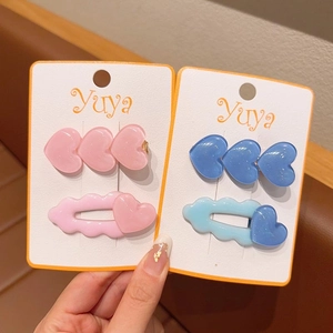 Set di fermagli per capelli a forma di cuore color caramella rosa e blu per ragazze