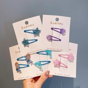 Barrettes Cheveux Enfants Dessin Animé Animaux Marins Sirène Dauphin Étoile de Mer Paillettes Acrylique Accessoires Fille